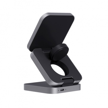 Logo trade corporate gifts picture of: Terra RCS recycled aluminum foldable 3 in 1 15W charger