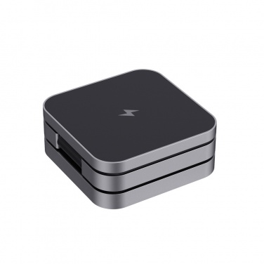 Logotrade promotional item image of: Terra RCS recycled aluminum foldable 3 in 1 15W charger