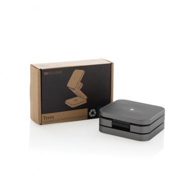 Logotrade advertising product picture of: Terra RCS recycled aluminum foldable 3 in 1 15W charger