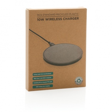 Logo trade promotional merchandise photo of: RCS standard recycled plastic 10W wireless charger