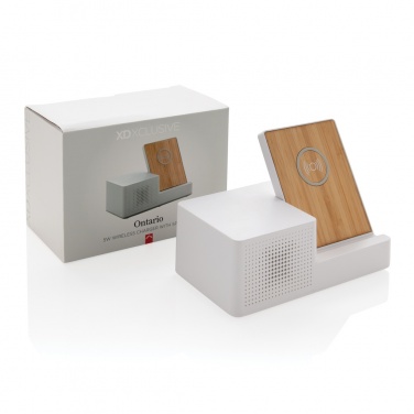 Logo trade promotional merchandise picture of: Ontario 5W wireless charger with speaker