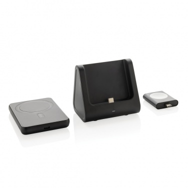 Logo trade promotional item photo of: Powerbase RCS recycled plastic 3 in 1 charger with powerbank