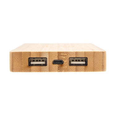 Logo trade promotional giveaways image of: Bamboo 4.000 mAh wireless 5W Powerbank