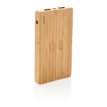 Logo trade corporate gift photo of: Bamboo 4.000 mAh wireless 5W Powerbank