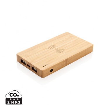 Logotrade promotional merchandise photo of: Bamboo 4.000 mAh wireless 5W Powerbank