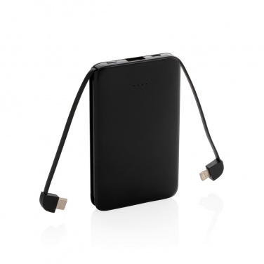 Logo trade promotional merchandise image of: 5.000 mAh Pocket Powerbank with integrated cables