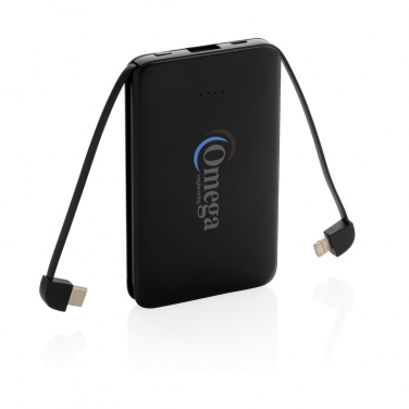 Logo trade promotional gift photo of: 5.000 mAh Pocket Powerbank with integrated cables