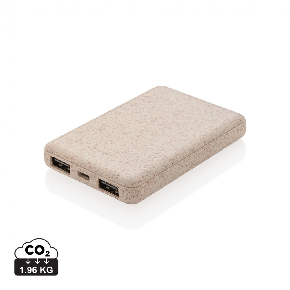 Logo trade promotional giveaway photo of: Wheat Straw 5.000 mAh Pocket Powerbank