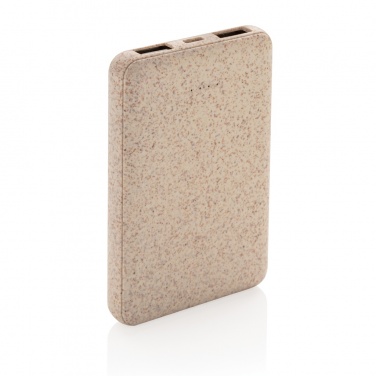 Logo trade promotional gifts image of: Wheat Straw 5.000 mAh Pocket Powerbank
