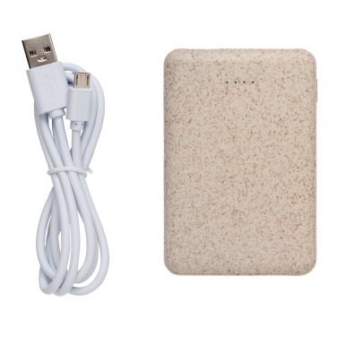 Logo trade promotional merchandise photo of: Wheat Straw 5.000 mAh Pocket Powerbank