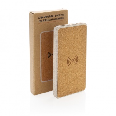 Logo trade promotional items picture of: Cork and Wheat Straw 8.000 mAh 5W wireless powerbank