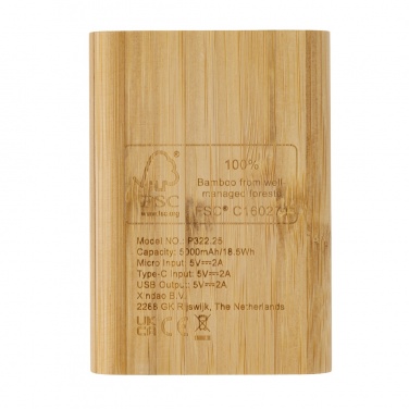 Logotrade promotional merchandise image of: Bamboo 5.000 mAh powerbank