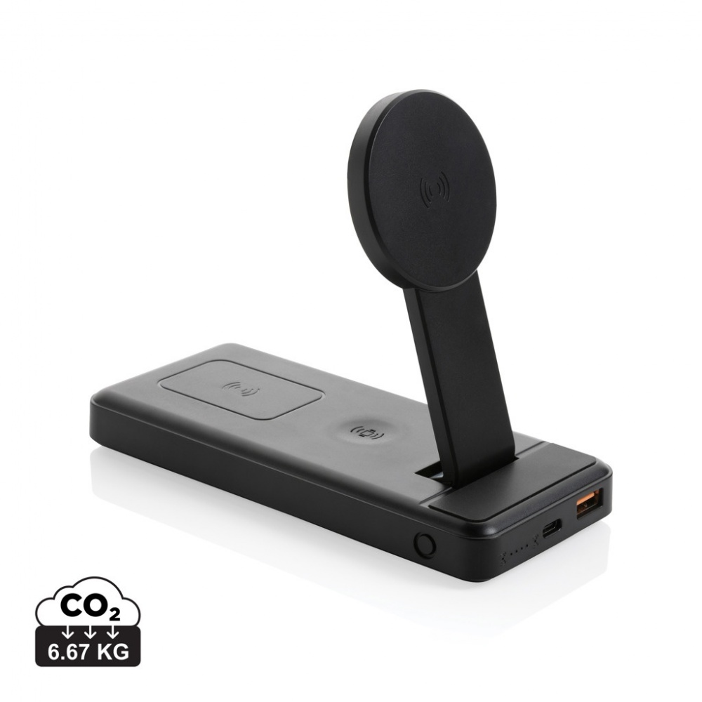 Logo trade promotional merchandise photo of: Fenwick RCS recycled plastic 10000mah  3 in 1 fast powerbank