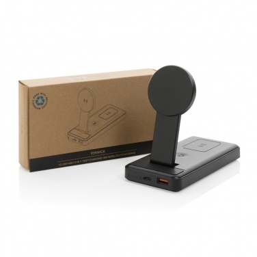 Logo trade promotional products image of: Fenwick RCS recycled plastic 10000mah  3 in 1 fast powerbank