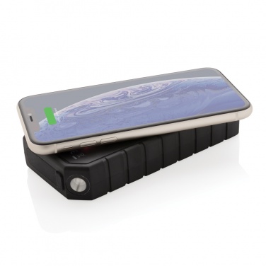 Logo trade promotional merchandise photo of: RCS recycled plastic Solar powerbank with 10W Wireless