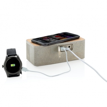Logo trade promotional items image of: Wheatstraw wireless charging speaker