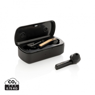 Logo trade promotional products image of: Bamboo Free Flow TWS earbuds in case