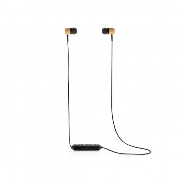 Logo trade promotional products image of: Bamboo wireless earbuds