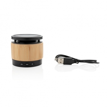 Logo trade promotional products picture of: Bamboo wireless charger speaker