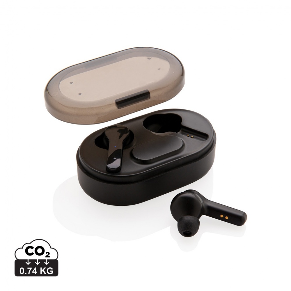Logo trade advertising products picture of: Light up logo TWS earbuds in charging case