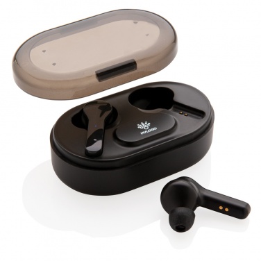 Logo trade corporate gifts image of: Light up logo TWS earbuds in charging case