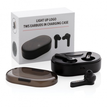 Logotrade promotional product picture of: Light up logo TWS earbuds in charging case