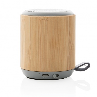 Logotrade promotional gift image of: Bamboo and fabric 3W wireless speaker