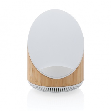 Logo trade promotional giveaways image of: Ovate bamboo 5W speaker with 15W wireless charger