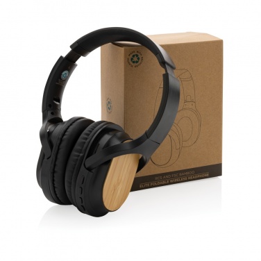 Logo trade promotional item photo of: RCS and bamboo Elite Foldable wireless headphone