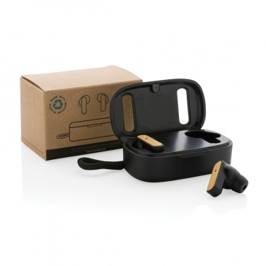 Logotrade promotional giveaway picture of: RCS recycled plastic & bamboo TWS earbuds