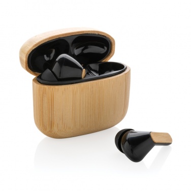 Logo trade business gifts image of: Bamboo TWS earbuds with RCS recycled plastic