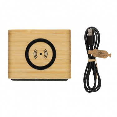 Logotrade advertising product picture of: RCS Rplastic 3W speaker with bamboo 5W wireless