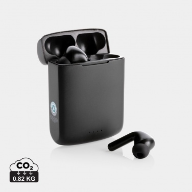 Logotrade promotional gift image of: Skywave RCS recycled plastic solar earbuds