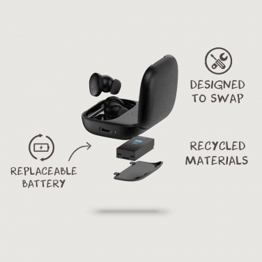 Logo trade business gifts image of: Lakewood RCS recycled and repairable wireless earbuds