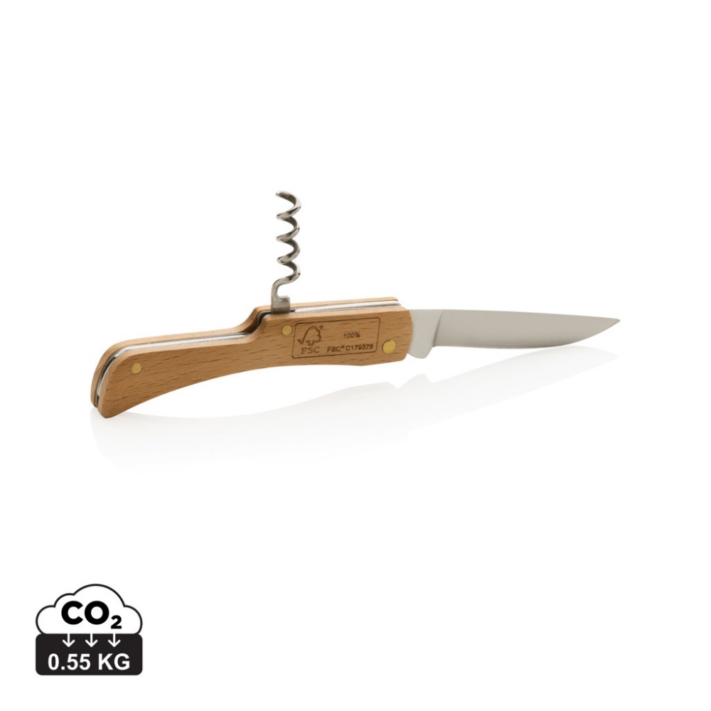 Logo trade promotional gifts image of: Wooden knife with bottle opener