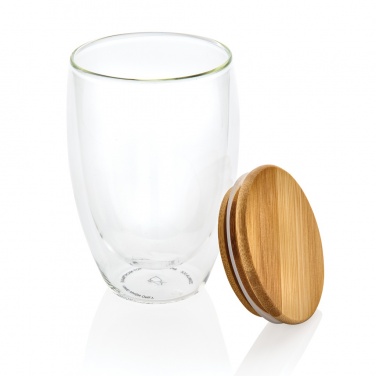 Logo trade promotional merchandise photo of: Double wall borosilicate glass with bamboo lid 350ml