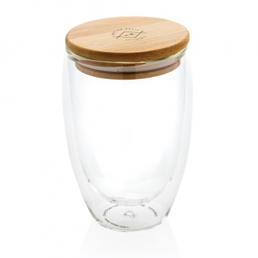 Logotrade promotional giveaway image of: Double wall borosilicate glass with bamboo lid 350ml