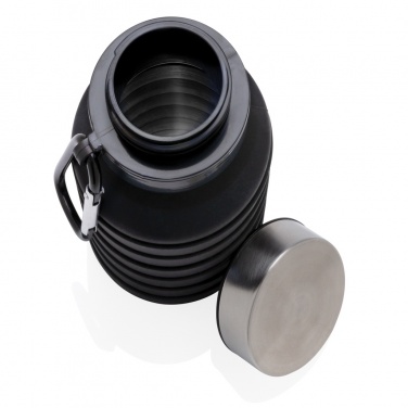 Logo trade promotional giveaways picture of: Leakproof collapsible silicone bottle with lid