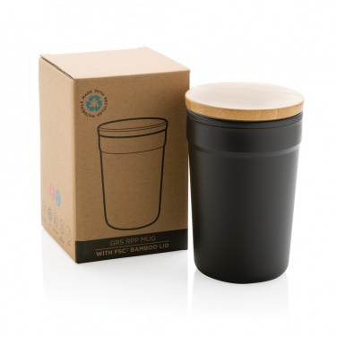 Logo trade promotional giveaways image of: GRS certified recycled PP mug with bamboo lid