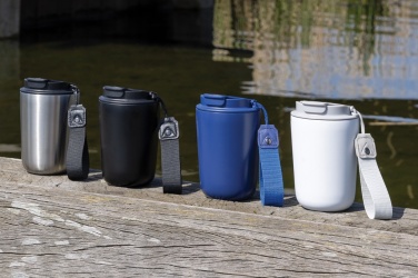Logo trade promotional items image of: Cuppa RCS re-steel vacuum tumbler with lanyard
