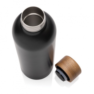 Logotrade promotional item picture of: Wood RCS certified recycled stainless steel vacuum bottle