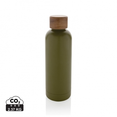 Logo trade advertising products image of: Wood RCS certified recycled stainless steel vacuum bottle