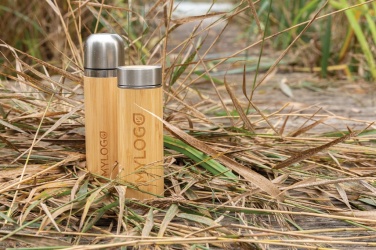 Logo trade promotional giveaways image of: Leak proof bamboo vacuum bottle