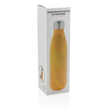 Logotrade business gift image of: Vacuum insulated stainless steel bottle with wood print
