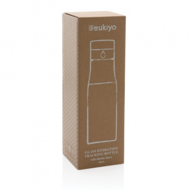 Logotrade promotional products photo of: Ukiyo glass hydration tracking bottle with sleeve