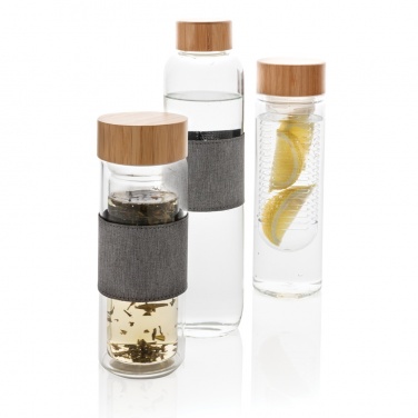 Logo trade promotional merchandise picture of: Impact borosilicate glass bottle with bamboo lid