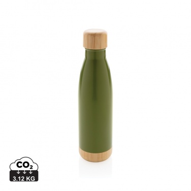 Logo trade promotional giveaways image of: Vacuum stainless steel bottle with bamboo lid and bottom