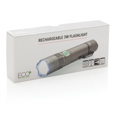 Logo trade promotional merchandise photo of: Rechargeable 3W flashlight