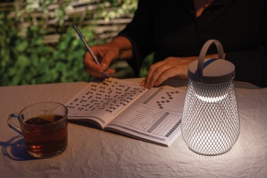Logotrade corporate gift image of: Aurora RCS recycled plastic USB re-chargeable table lamp