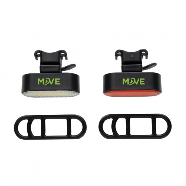 Logo trade promotional product photo of: Lumino RCS recycled plastic USB re-chargeable bike light set